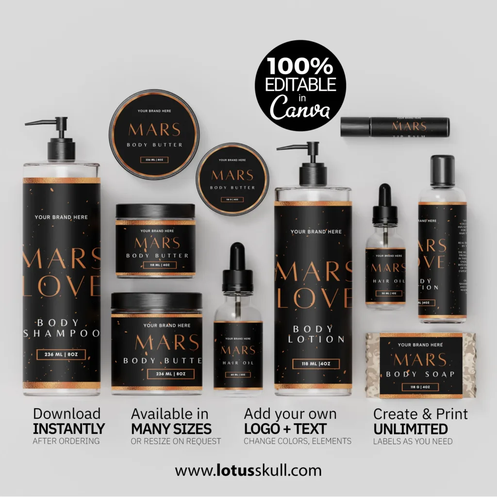 Mars - Premium Black Copper Skincare Label Templates