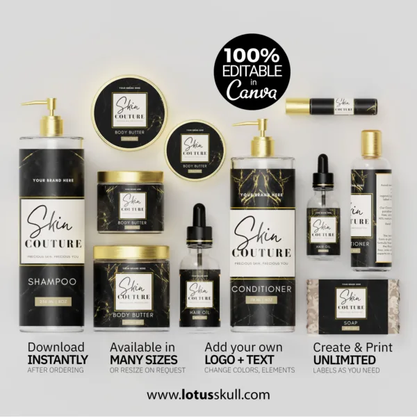 Skin Courture - Premium Skincare Label Templates | DIY Beauty Branding Templates