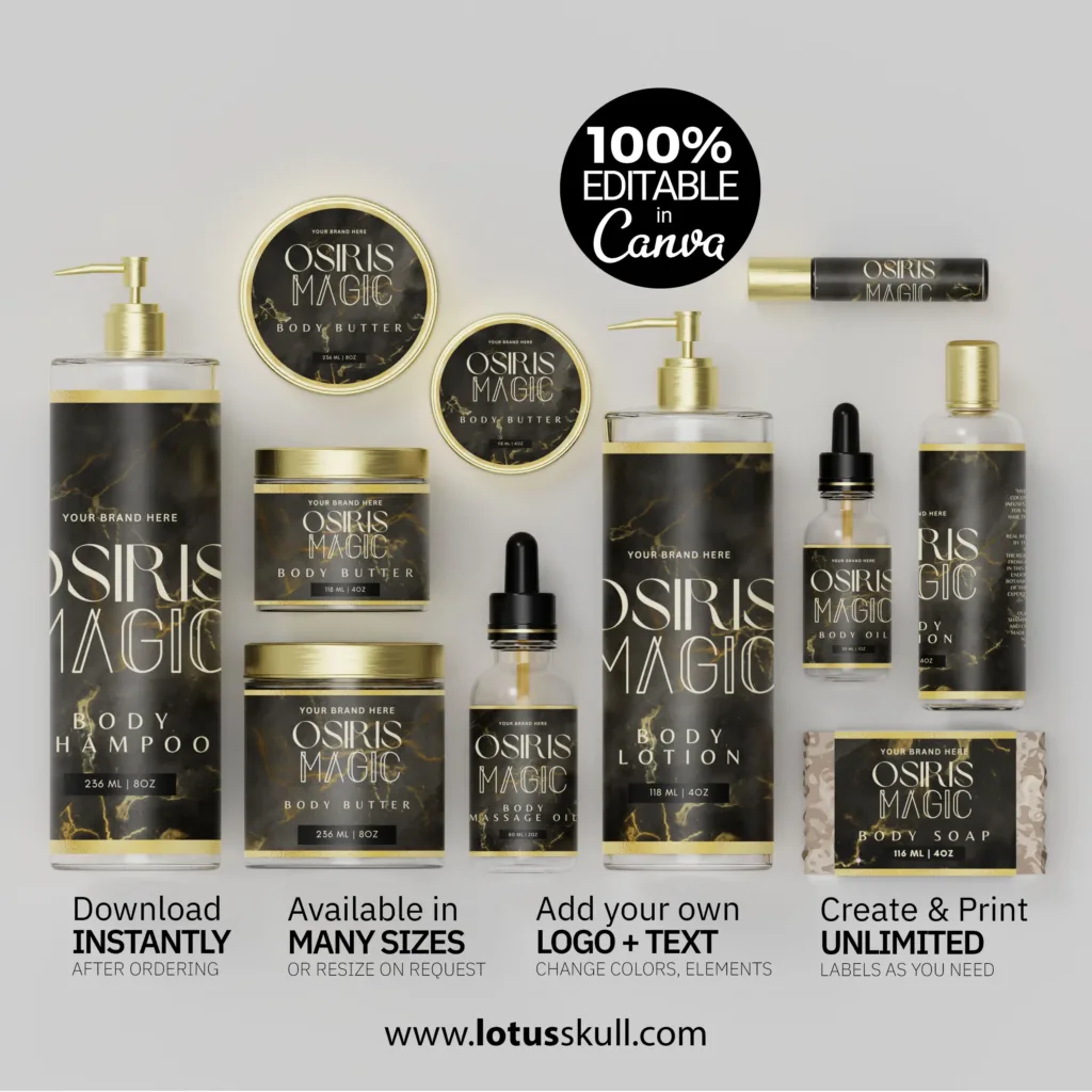 Osiris Magic - Royal Skincare Label Templates | Self Editable Canva Labels