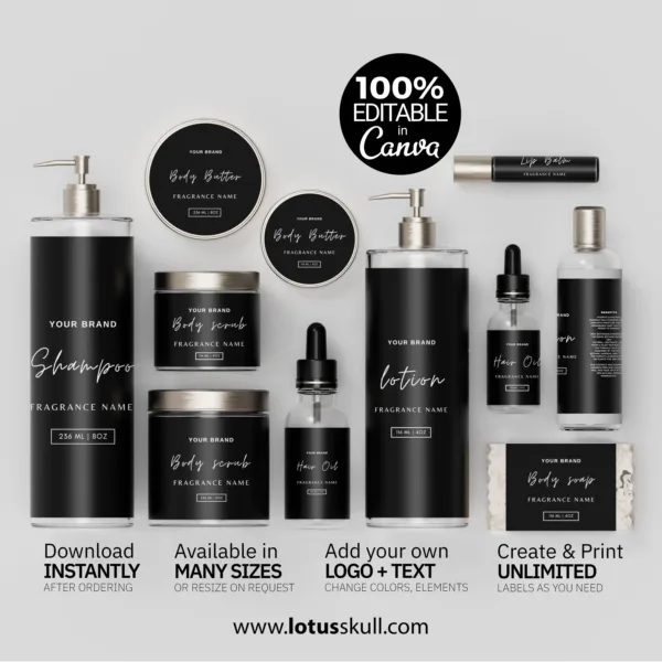 Premium Black Minimalist Label Templates | DIY Editable Label Templates