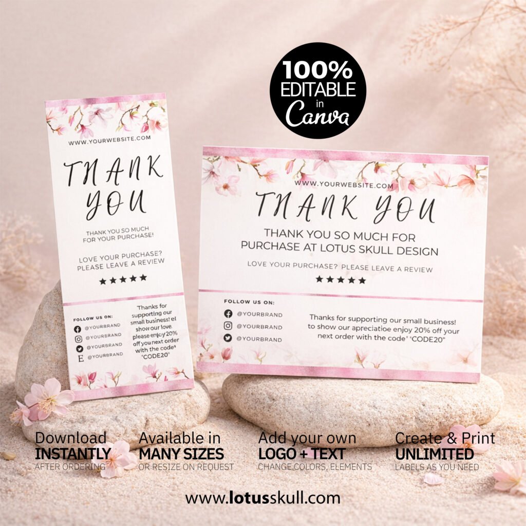 Black Pink Spa Cosmetic - Thank You Card Template